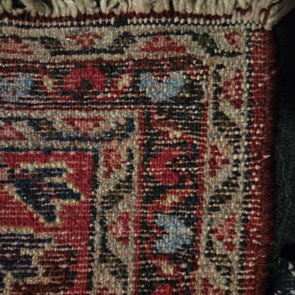 ANTIQUE / VINTAGE SAROUK wool Oriental rug hand-knotted floral design - Picture 7 of 7